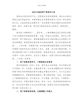 2024年基层团干部培训小结