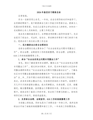 2024年基层实习锻炼总结