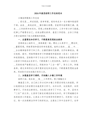 2024年基层挂职工作总结范本
