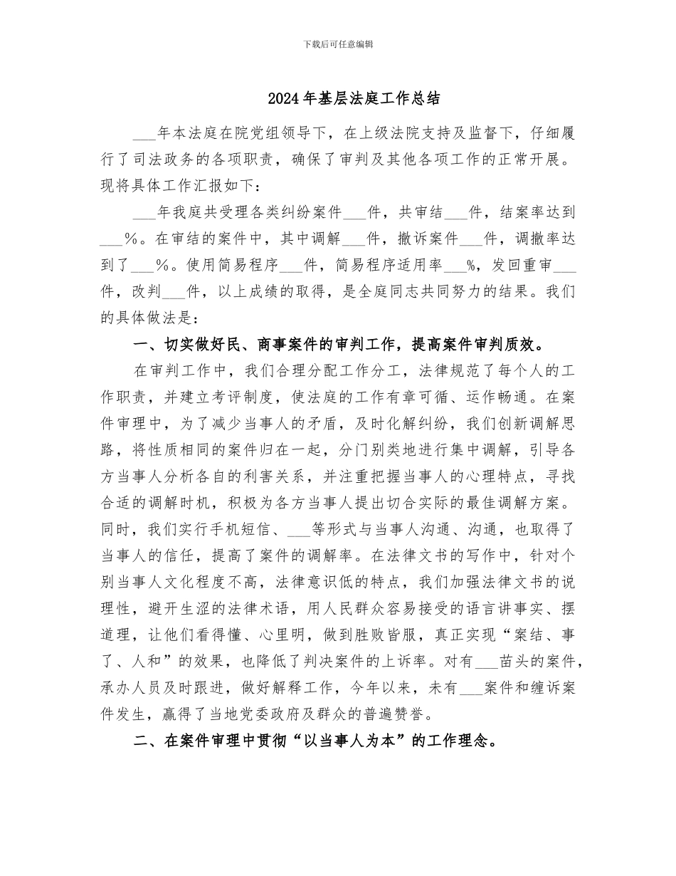 2024年基层法庭工作总结_第1页
