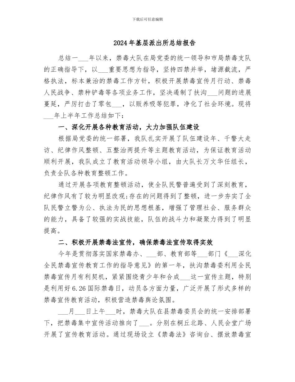 2024年基层派出所总结报告_第1页