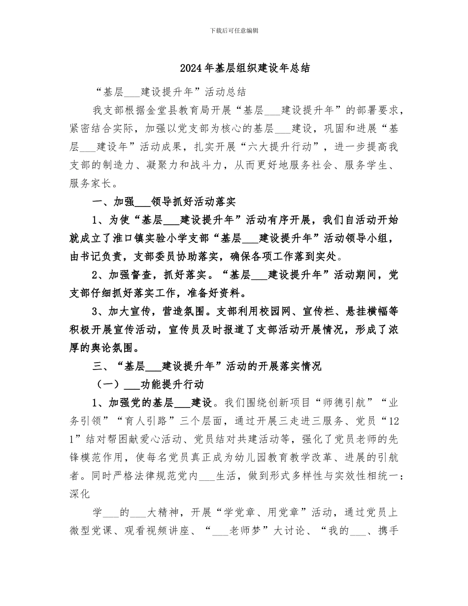 2024年基层组织建设年总结_第1页