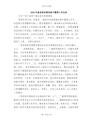 2024年基层组织建设集中整顿工作总结