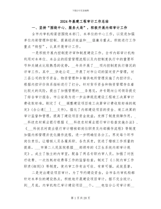 2024年基建工程审计工作总结