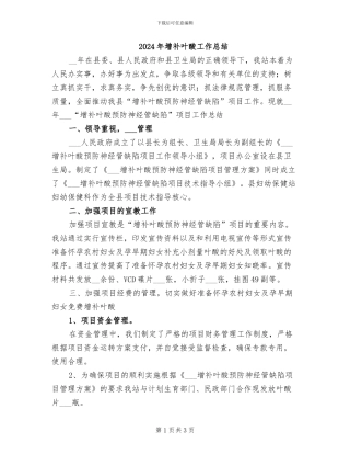 2024年增补叶酸工作总结