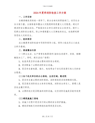2024年夏季消防检查工作方案