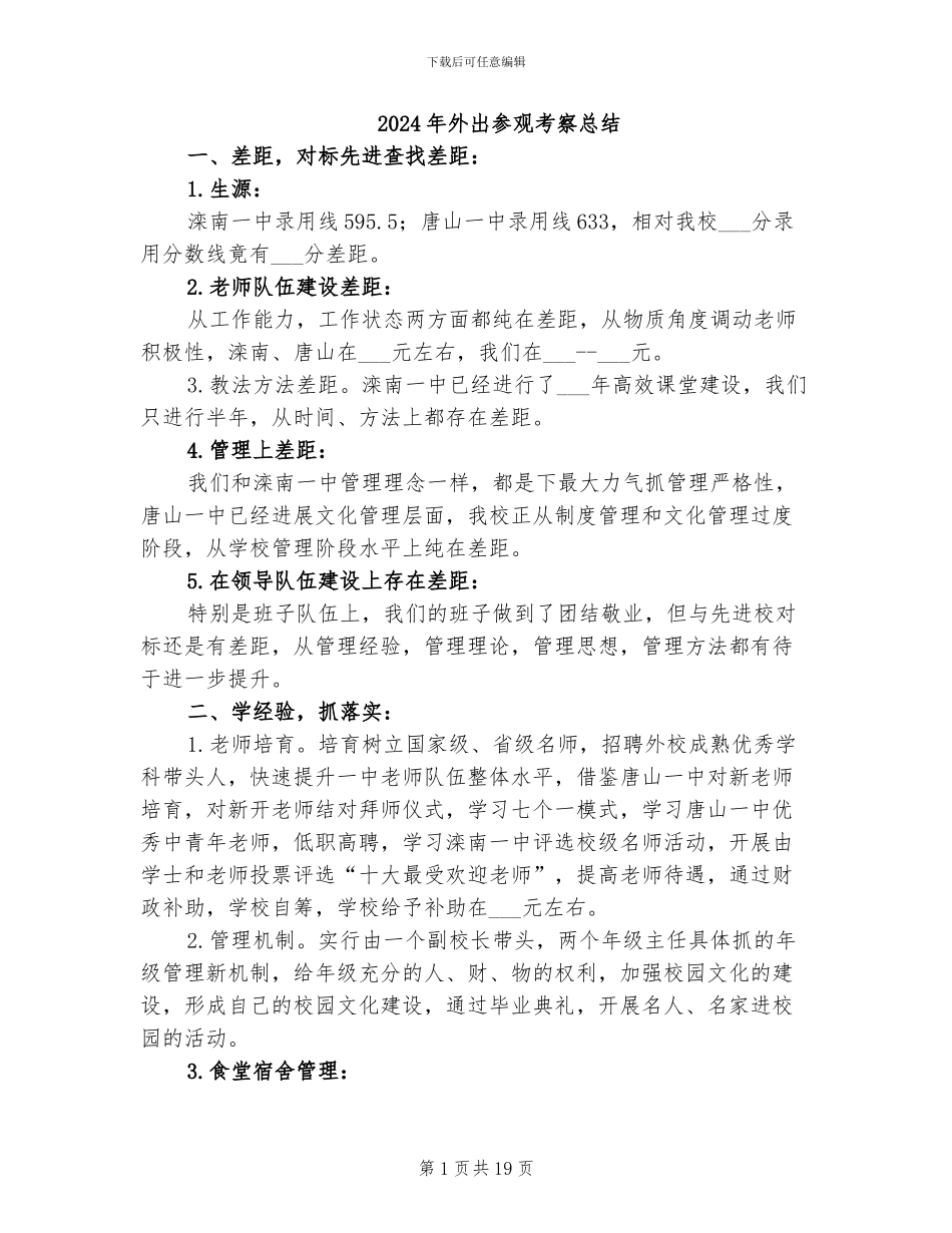 2024年外出参观考察总结_第1页