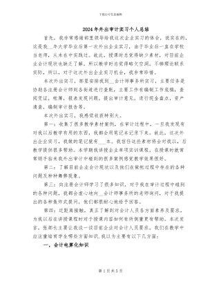 2024年外出审计实习个人总结