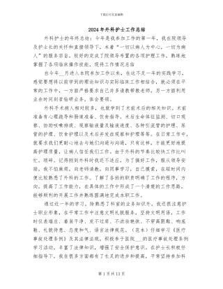 2024年外科护士工作总结