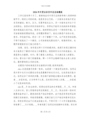 2024年外贸业务员年总总结模板