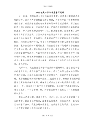 2024年大一学年学生学习总结