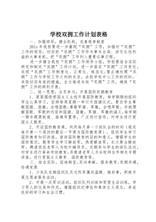 学校双拥工作计划表格