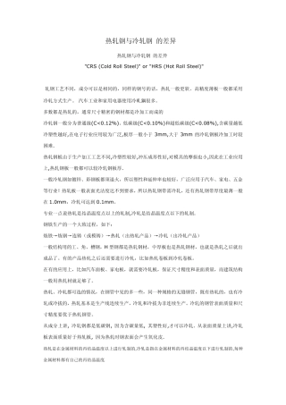 热轧钢和冷轧钢区别(参考资料)