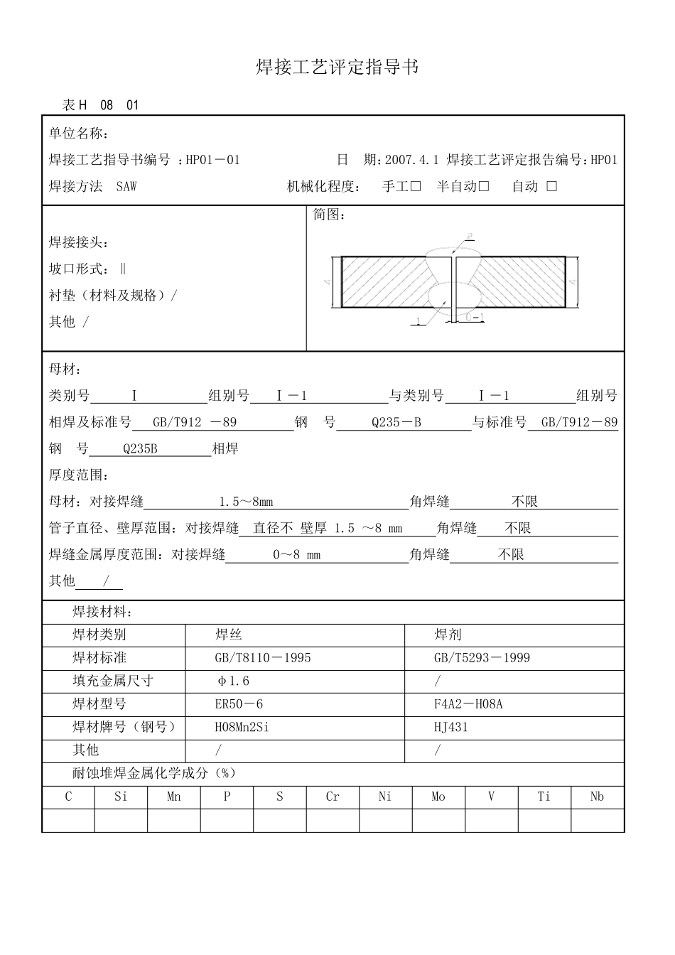 焊接工艺评定指导书示例_第1页