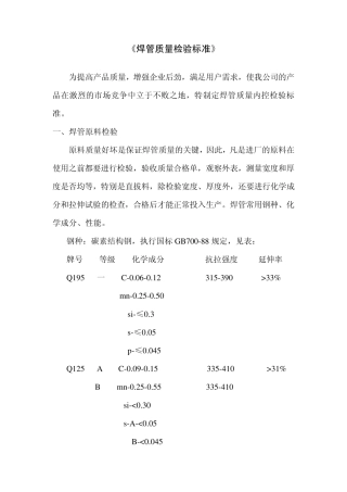 焊管质量检验标准