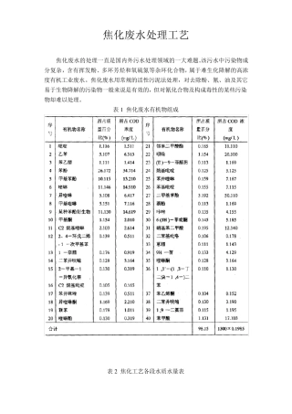 焦化废水处理工艺