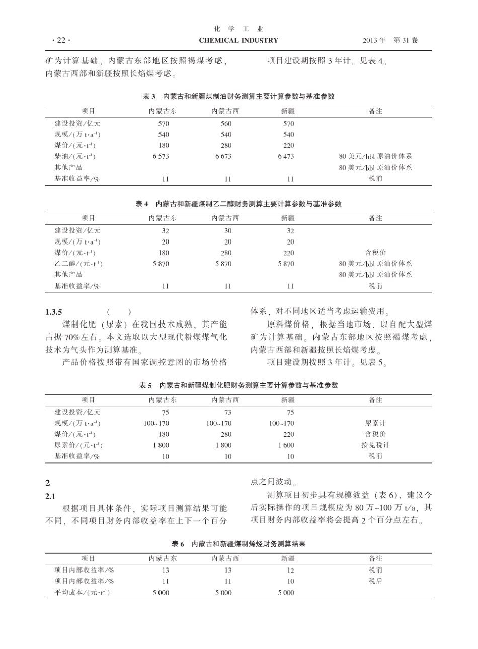 煤化工主要产品经济性分析_第3页