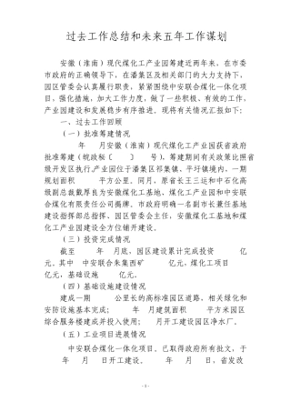 煤化工园区过去工作总结和未来五年工作谋划(终稿)