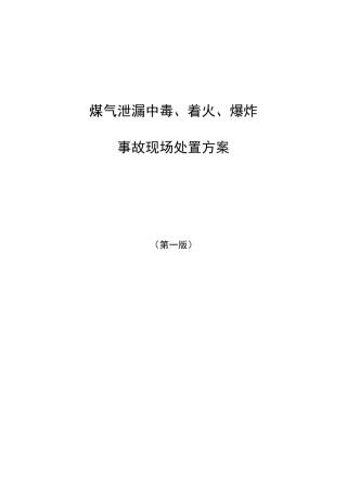 煤气泄漏中毒、着火、爆炸事故现场处置方案