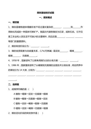 煤炭基础知识试题