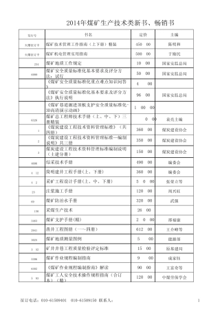 煤炭工业出版社图书目录