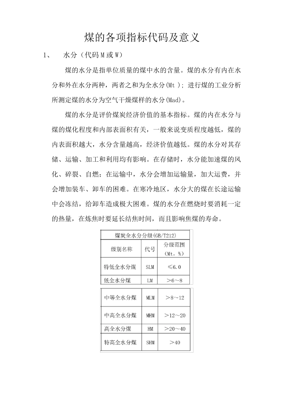 煤的各项指标代码及意义_第1页