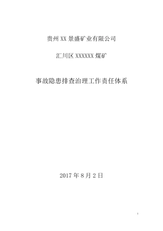 煤矿事故隐患排查治理工作责任体系2017年