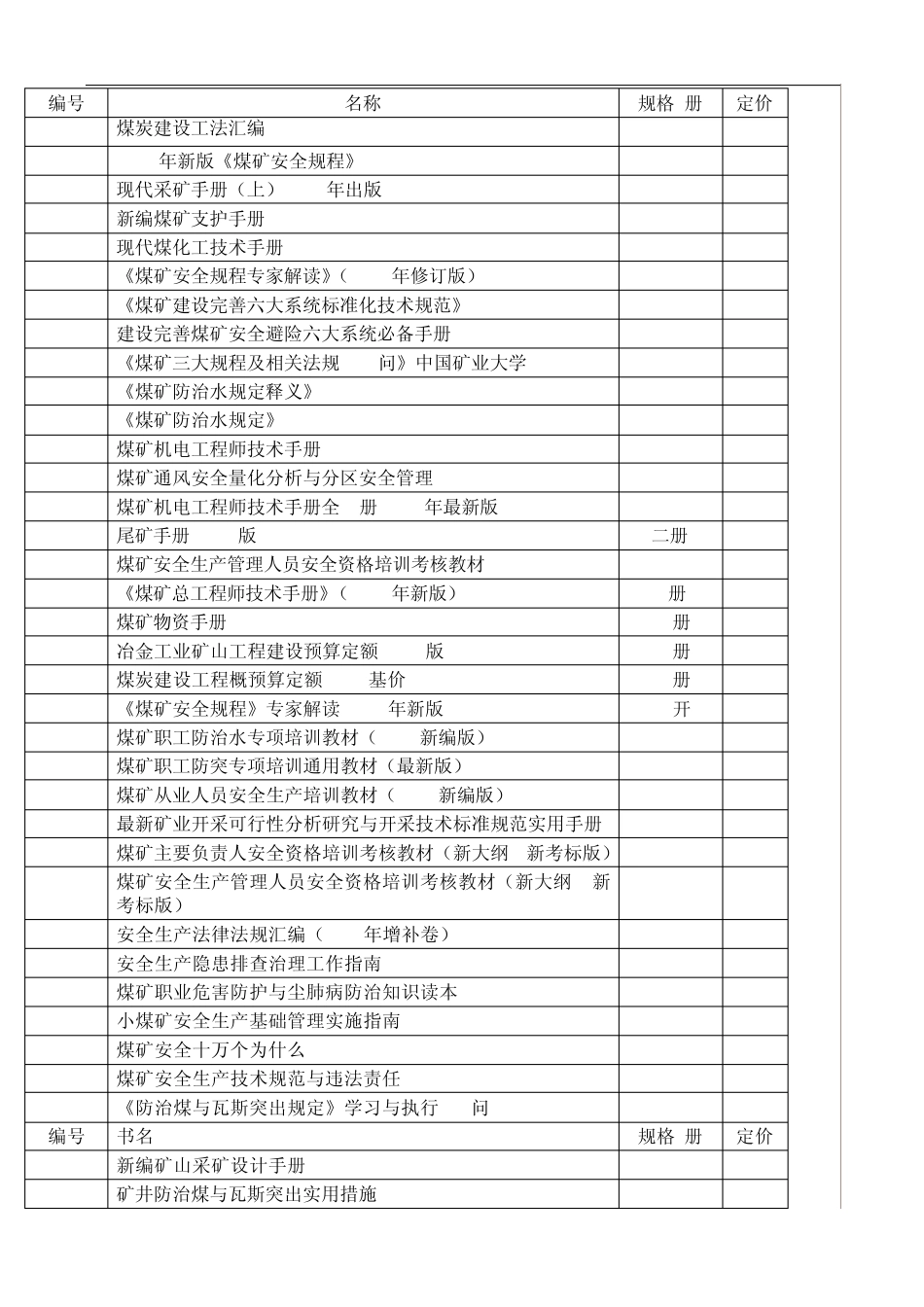 煤矿工程量清单项目设置及工程量计算规则_第1页