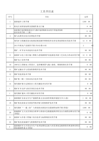 煤矿常用工具书目录