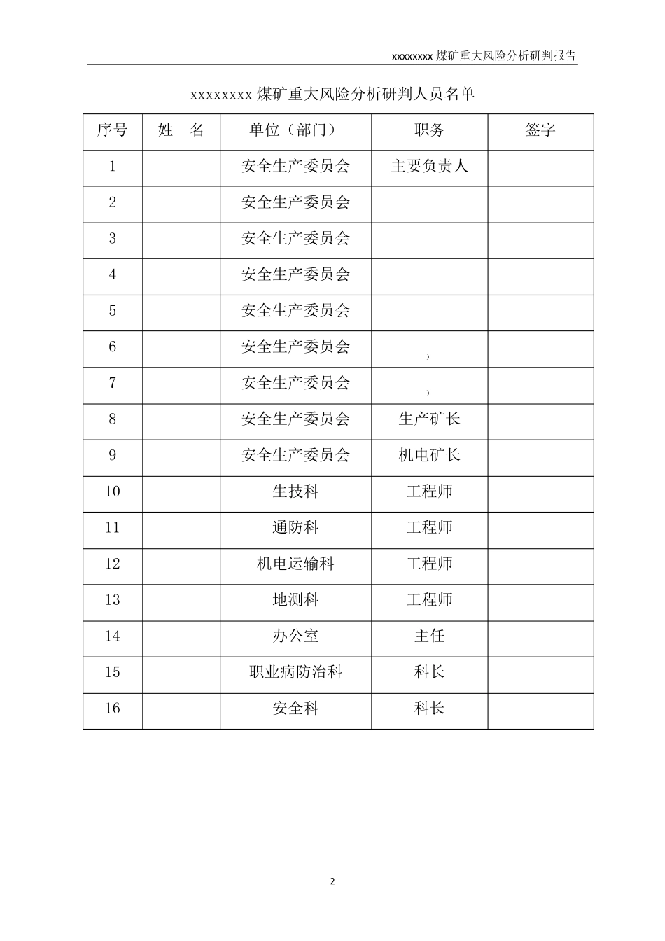 煤矿生产安全事故风险分析研判报告_第2页