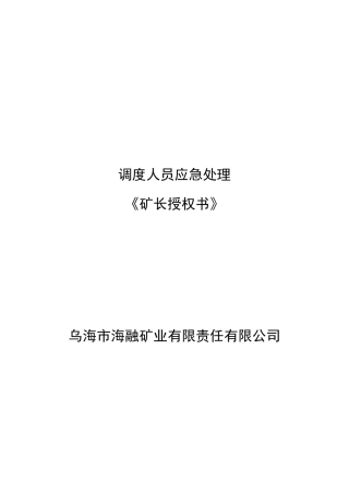 煤矿调度员十项矿长授权细则