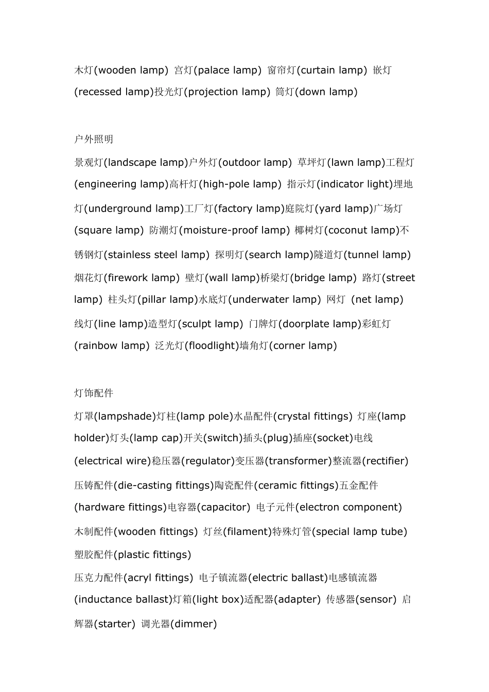 照明灯饰专业英语词汇(中英对照)_第2页