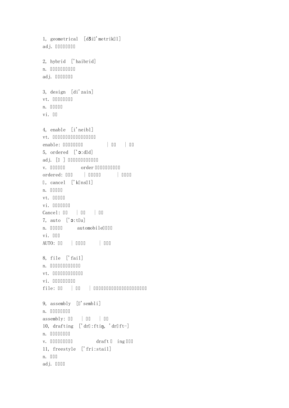 熟悉CATIA软件的英文单词_第1页