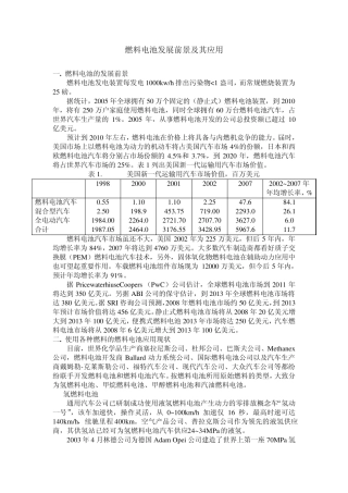 燃料电池发展前景及其应用
