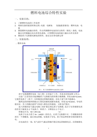 燃料电池综合特性实验报告