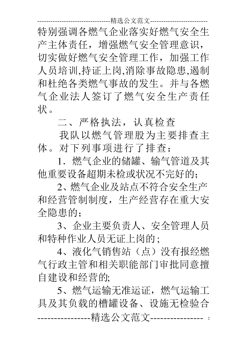 燃气安全隐患大排查大整治工作总结_第2页