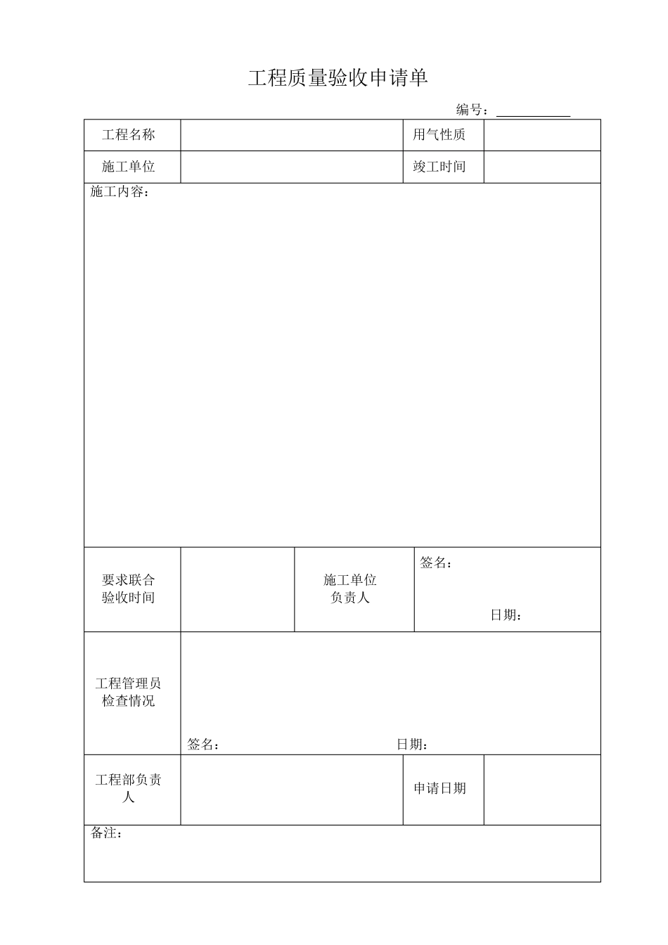 燃气工程验收通气移交表_第1页