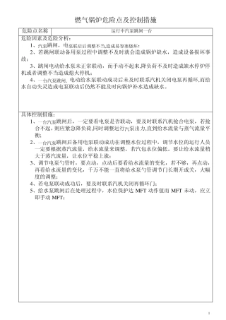 燃气锅炉专业控制的危险点及控制措施