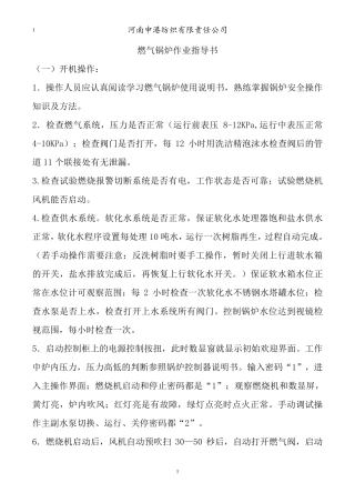 燃气锅炉作业指导书
