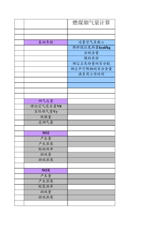 燃煤烟气量计算公式