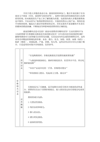 燕窝行业话术揭秘