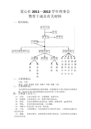 爱心社组织架构及工作协调