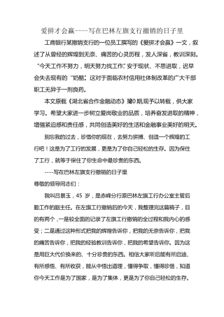 爱拼才会赢写在巴林左旗支行撤销的日子里