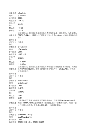 爱立信WCDMA关键参数