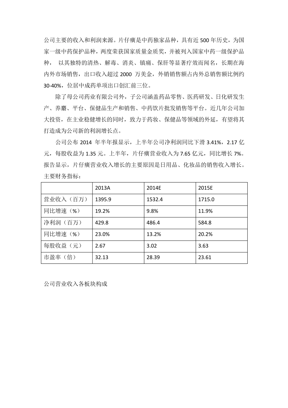 片仔癀投资价值初步分析报告_第2页