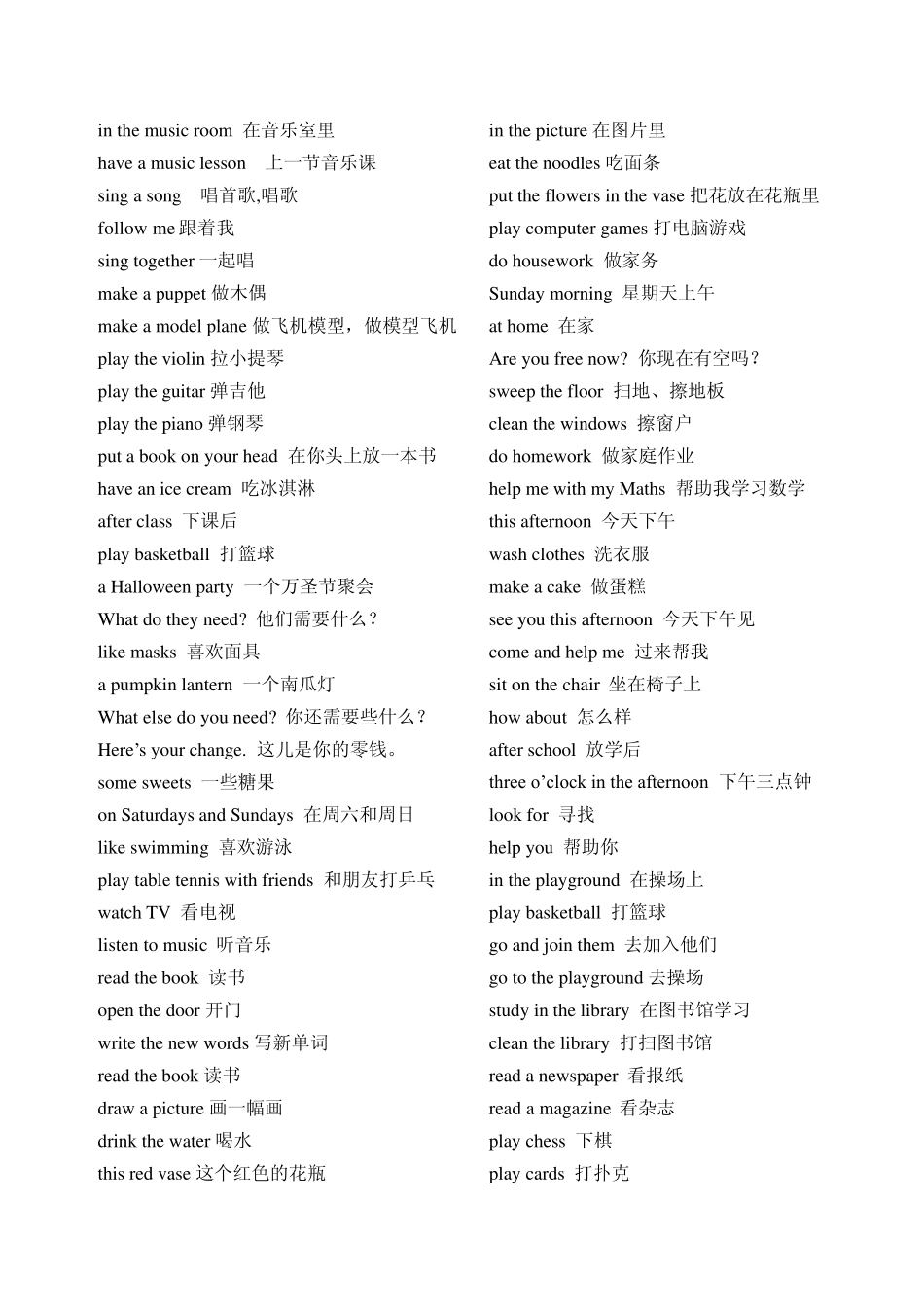 牛津六年级英语总复习词组_第3页