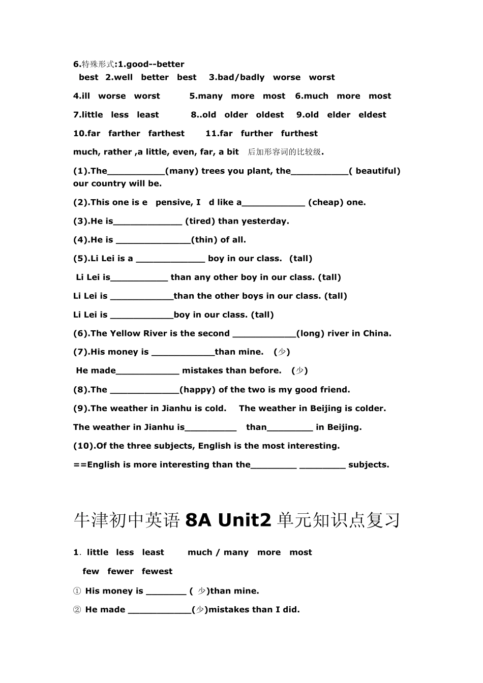 牛津初中英语8AUnit1单元知识点复习_第3页