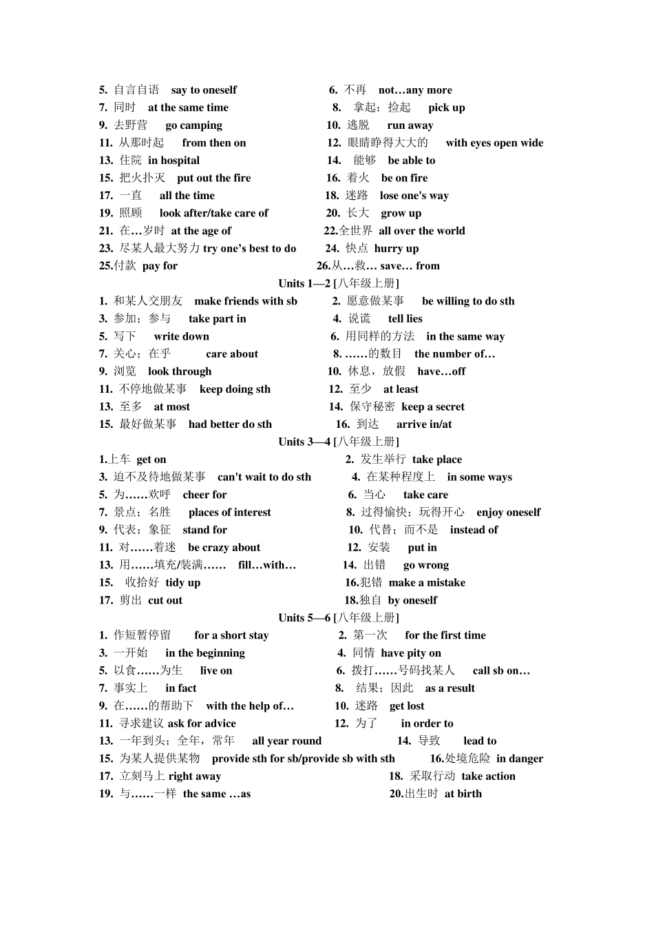 牛津初中英语中考必背词组_第2页