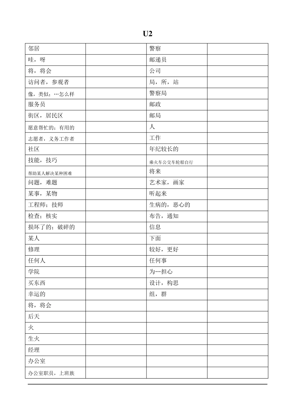 牛津初中英语译林版7B全册单词默写表_第2页