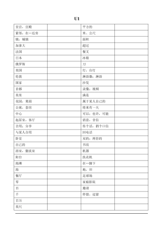牛津初中英语译林版7B全册单词默写表